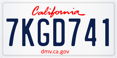 CA license plate 7KGD741