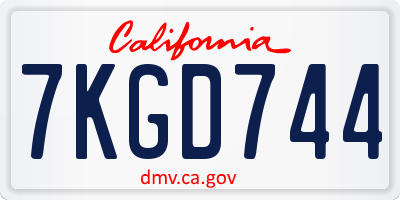 CA license plate 7KGD744
