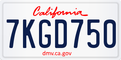 CA license plate 7KGD750