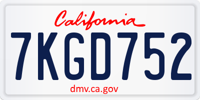 CA license plate 7KGD752