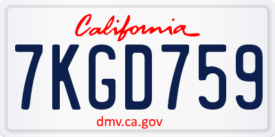CA license plate 7KGD759