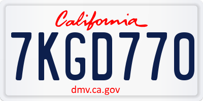 CA license plate 7KGD770