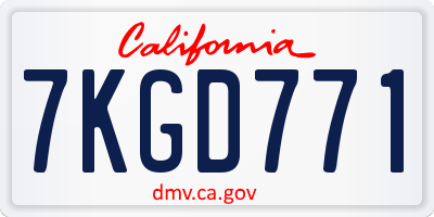 CA license plate 7KGD771