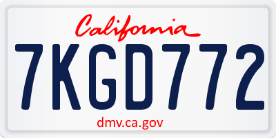 CA license plate 7KGD772