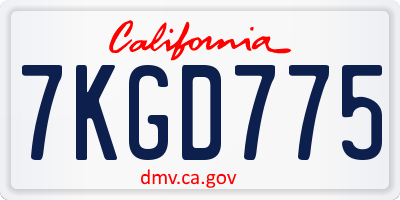 CA license plate 7KGD775