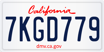 CA license plate 7KGD779