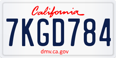 CA license plate 7KGD784