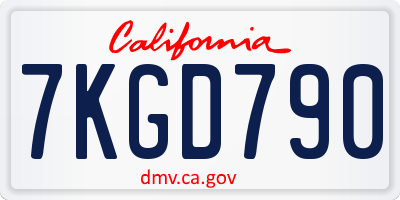 CA license plate 7KGD790