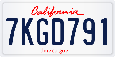 CA license plate 7KGD791