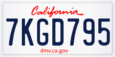 CA license plate 7KGD795