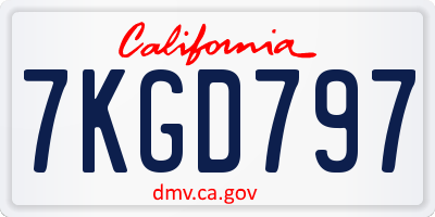 CA license plate 7KGD797