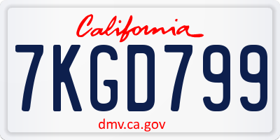 CA license plate 7KGD799