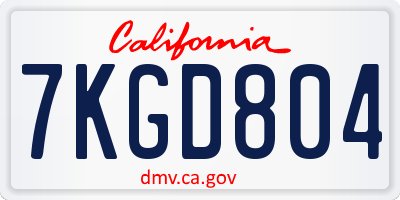 CA license plate 7KGD804