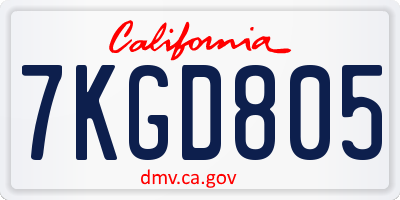 CA license plate 7KGD805