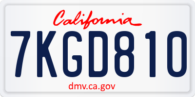CA license plate 7KGD810