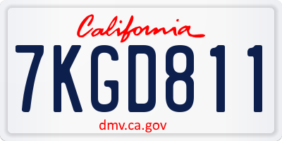CA license plate 7KGD811