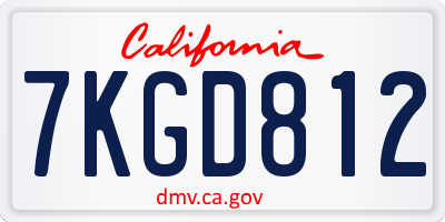CA license plate 7KGD812
