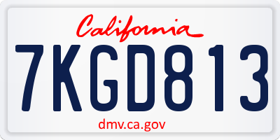 CA license plate 7KGD813