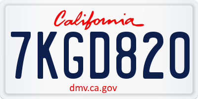 CA license plate 7KGD820