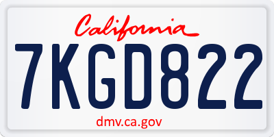 CA license plate 7KGD822