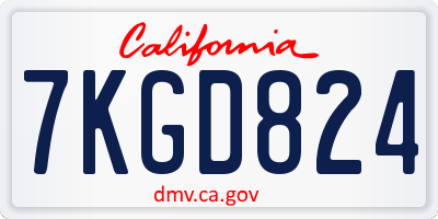 CA license plate 7KGD824