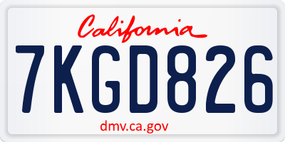 CA license plate 7KGD826