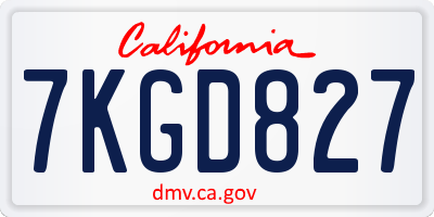 CA license plate 7KGD827