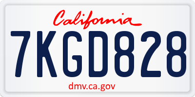 CA license plate 7KGD828