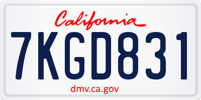 CA license plate 7KGD831