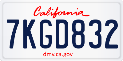 CA license plate 7KGD832