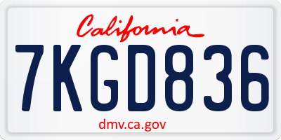 CA license plate 7KGD836