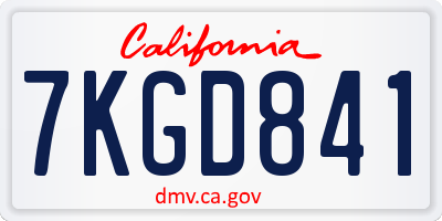 CA license plate 7KGD841