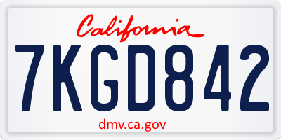 CA license plate 7KGD842