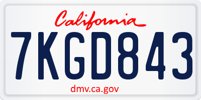 CA license plate 7KGD843