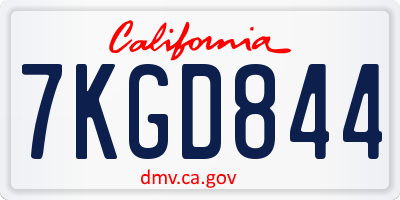 CA license plate 7KGD844
