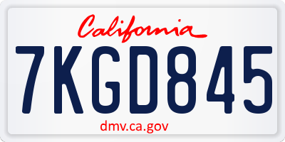 CA license plate 7KGD845