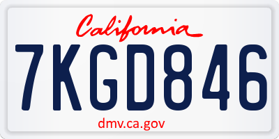 CA license plate 7KGD846
