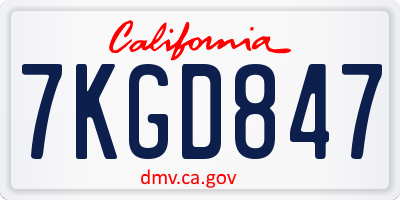 CA license plate 7KGD847