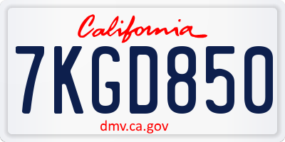 CA license plate 7KGD850