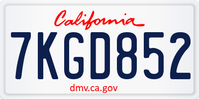 CA license plate 7KGD852