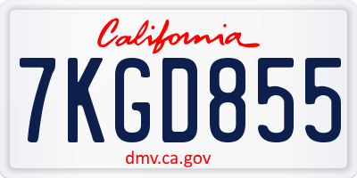 CA license plate 7KGD855