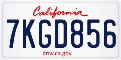 CA license plate 7KGD856
