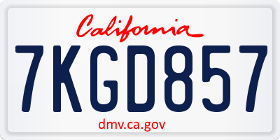 CA license plate 7KGD857