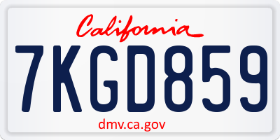 CA license plate 7KGD859