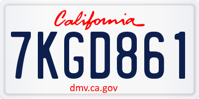 CA license plate 7KGD861