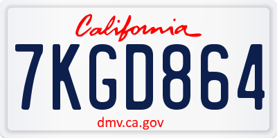 CA license plate 7KGD864