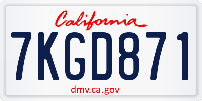 CA license plate 7KGD871