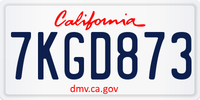 CA license plate 7KGD873