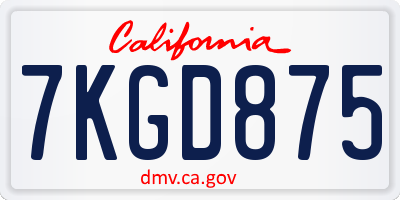 CA license plate 7KGD875
