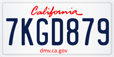 CA license plate 7KGD879